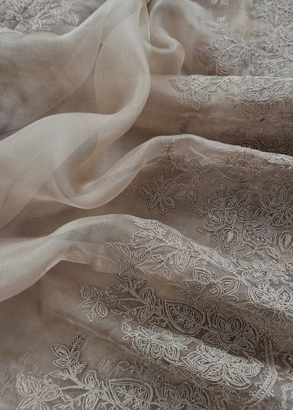 Luxury kora silk suit with french thread embroidery
