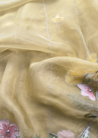 Organza unstitched suit with dupatta

