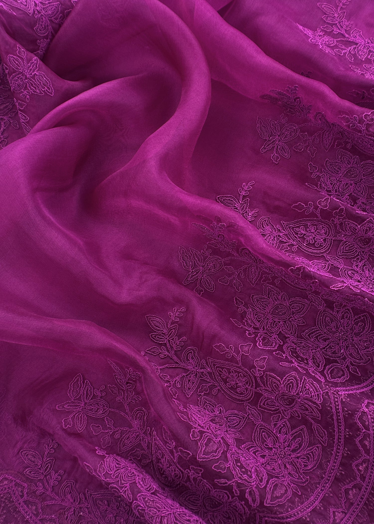 Luxury kora silk suit with french thread embroidery