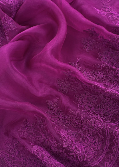 Luxury kora silk suit with french thread embroidery