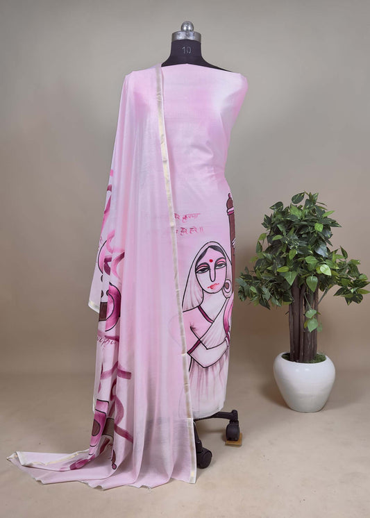 Handpainted Meera Suit In Maheshwari