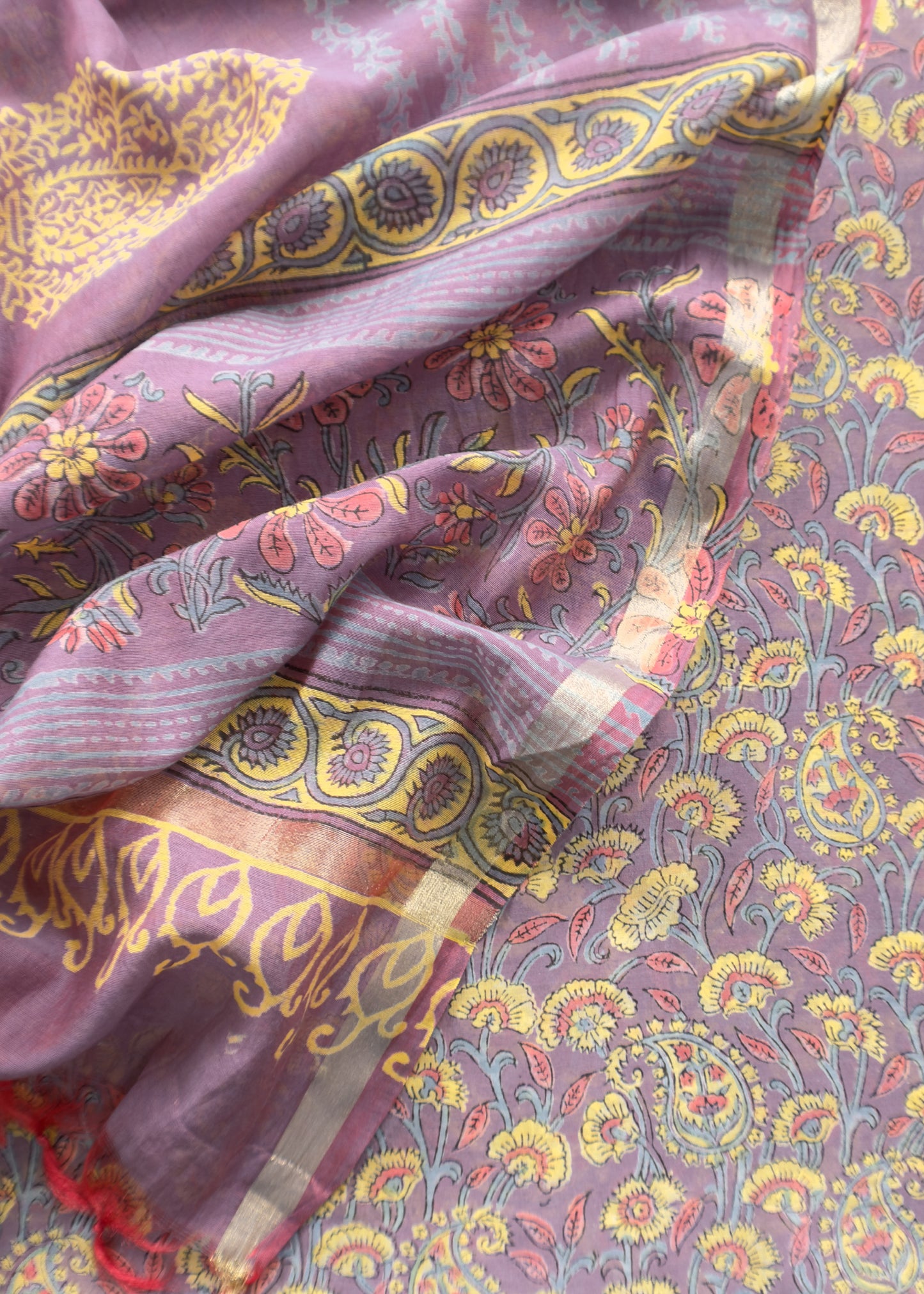 Chanderi handloom suit fabric in ajrakh print

