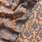 Orange With Brown - Sanganeri Block Printed Pure Chanderi Suit Fabric