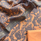 Orange With Brown - Sanganeri Block Printed Pure Chanderi Suit Fabric