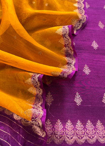 Pure raw silk suit with kadwa weaving

