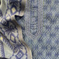 Blue Hand Blocked Print Chanderi Suit Fabric With Jamdani Dupatta