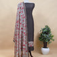 Green Block Print Pure Maheshwari Silk Suit With Floral Print Dupatta