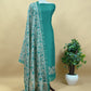 Green Block Print Pure Maheshwari Silk Suit With Floral Print Dupatta