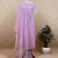 Light Pink Pure Silk Pintuck Kurta And Pure Organza Dupatta With Handwork