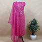 Light Pink Pure Silk Pintuck Kurta And Pure Organza Dupatta With Handwork