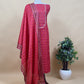 Pink Ikkat Chanderi Suit Fabric With Gotta Patti Handwork And Faux Mirrors