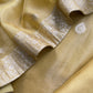 Greenish Yellow Pure Organza Tissue Suit With Resham Weaving