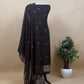 Forest Green Traditional Linen Chanderi Suit Fabric With Jamdani Weaving
