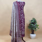 Berry Wine Bandhani Print Pure Maheshwari Silk Suit Fabric With Traditional Deer Dupatta