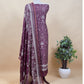Berry Wine Bandhani Print Pure Maheshwari Silk Suit Fabric With Traditional Deer Dupatta