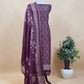 Berry Wine Bandhani Print Pure Maheshwari Silk Suit Fabric With Traditional Deer Dupatta