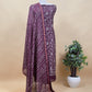 Berry Wine Bandhani Print Pure Maheshwari Silk Suit Fabric With Traditional Deer Dupatta