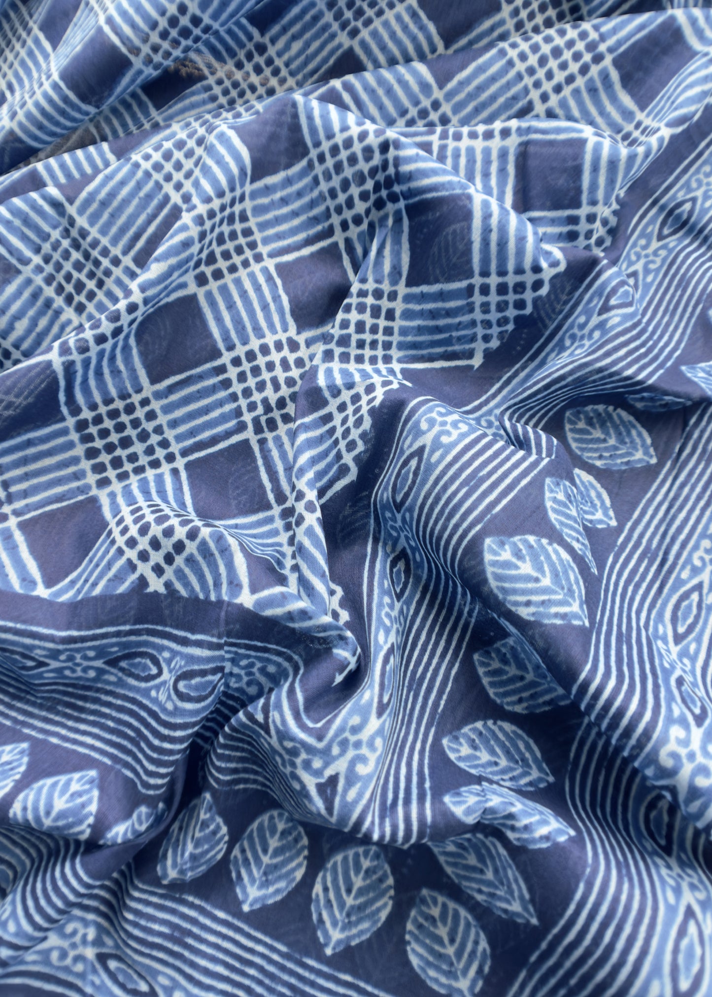 Indigo Blue Hand Block Suits Fabric In Pure Cotton.