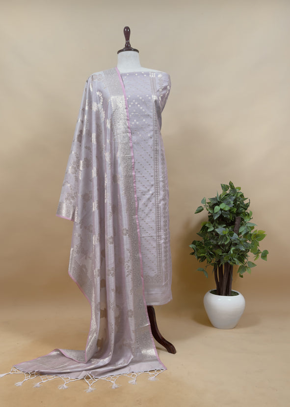 Pink Banarasi Chanderi Silk Suit in Zari Work