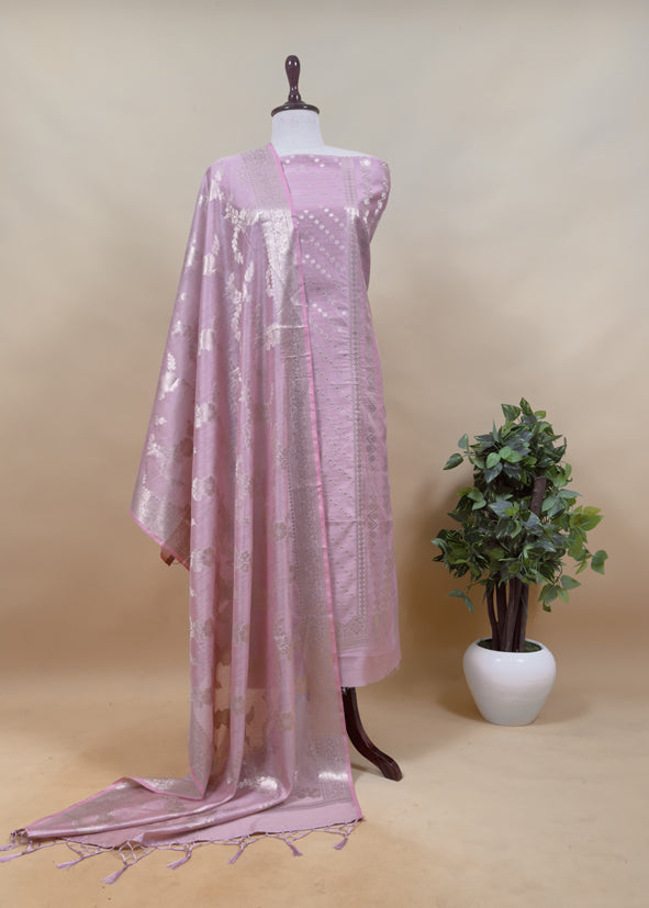 Pink Banarasi Chanderi Silk Suit in Zari Work