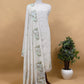 Off-White With Green Pure Mul Banarasi Cotton Suit With Resham Embroidery
