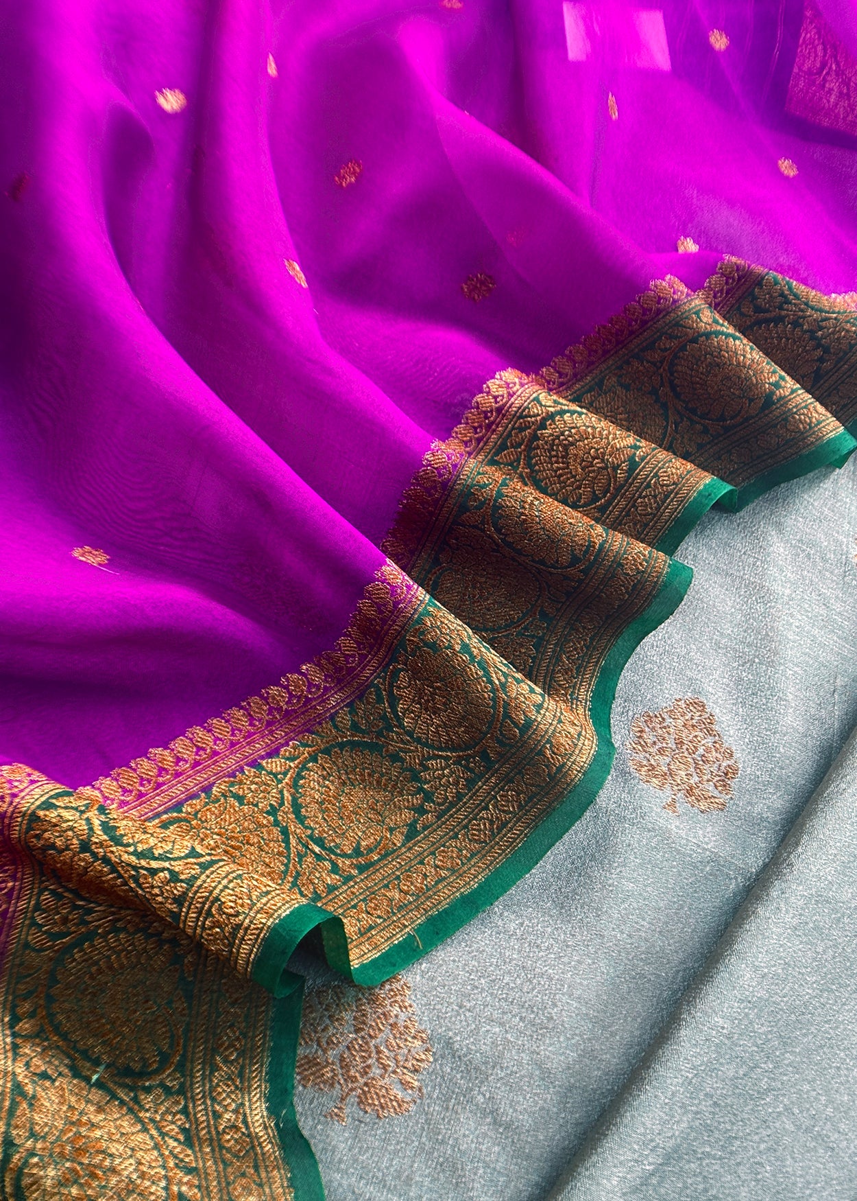 Indian ethnic wear raw silk suit with kora silk dupatta

