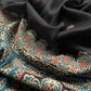 Black Traditional Linen Chanderi Suit Fabric With Jamdani Weaving