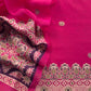 Pink Traditional Linen Chanderi Suit Fabric With Jamdani Weaving