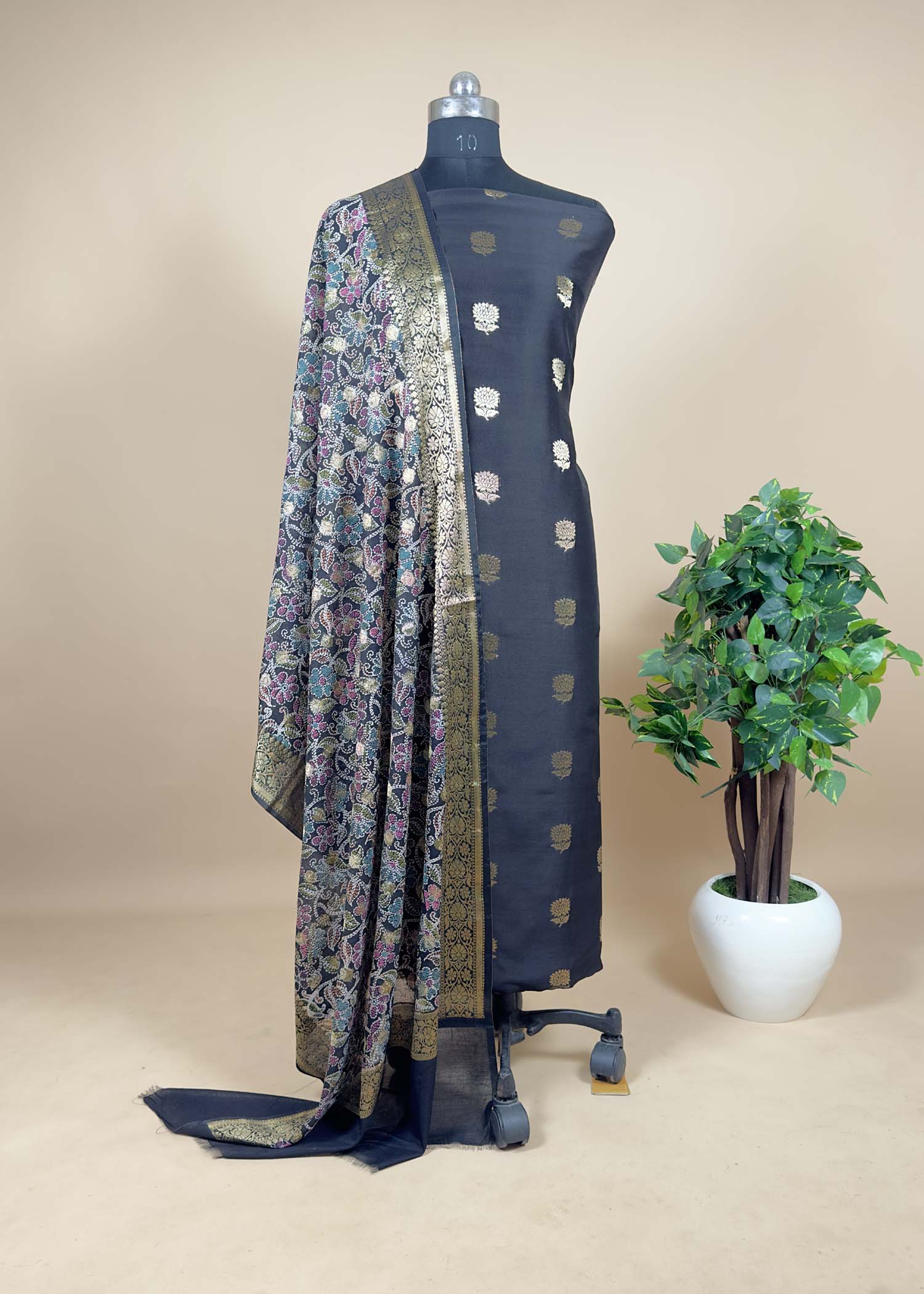 Handloom Cotton Silk Unstitched Suit Set for Women