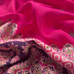 Pink Traditional Linen Chanderi Suit Fabric With Jamdani Weaving