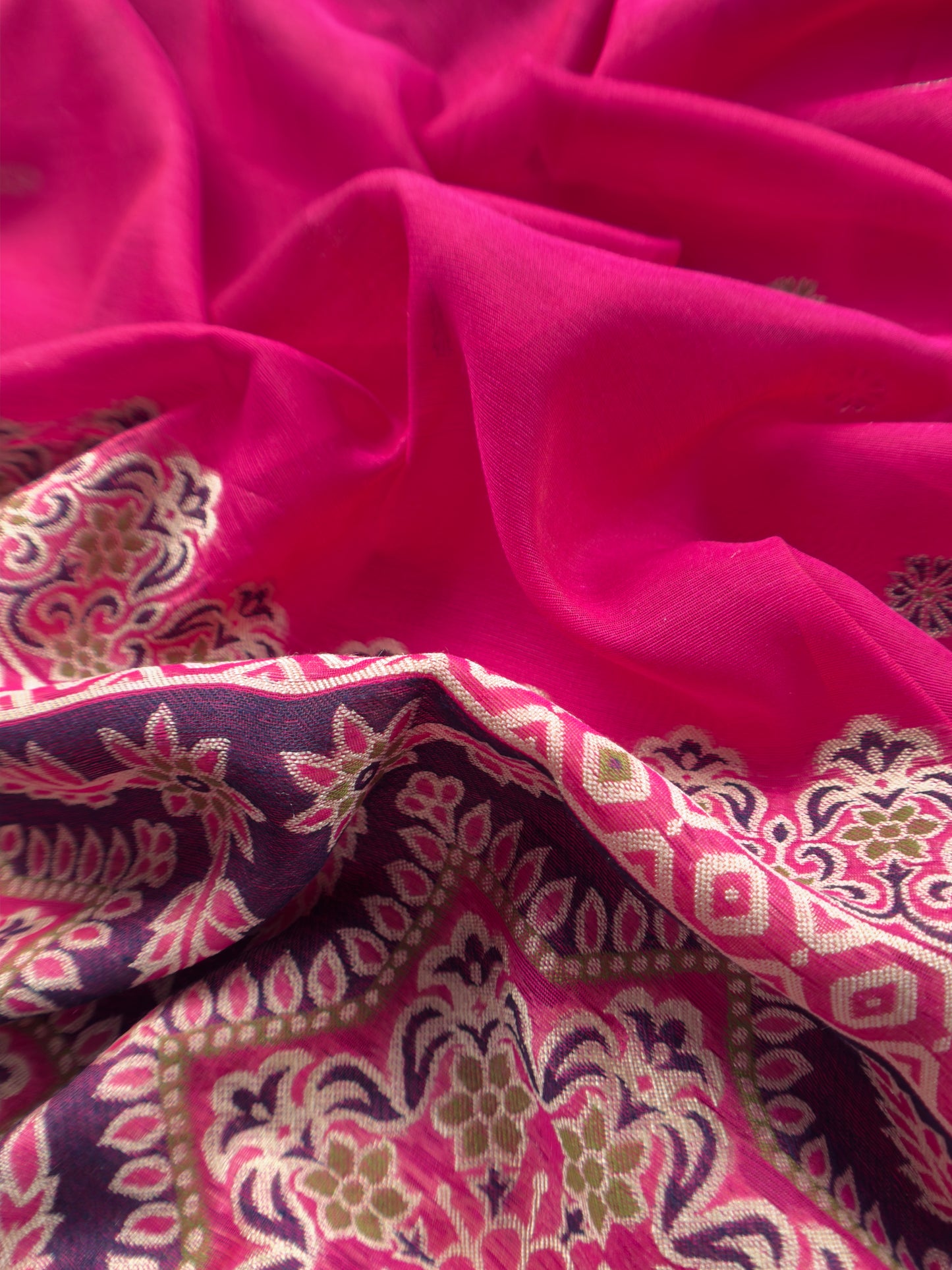 Pink Traditional Linen Chanderi Suit Fabric With Jamdani Weaving