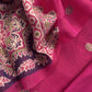 Pink Traditional Linen Chanderi Suit Fabric With Jamdani Weaving