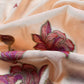 Peach Floral Paradise Jute Linen Suit fabric with shaded Jamdani weaving