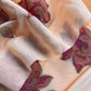 Peach Floral Paradise Jute Linen Suit fabric with shaded Jamdani weaving