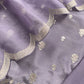 Luxe English Blue Handloom Silk Suit With Kora Silk Dupatta Adorned With Gold Pitta Work And Resham Embroidery