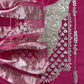 Luxe Deep Pink Organza Silk Suit Fabric And Zari Panel Dupatta With Dori And Gotapatti Handwork