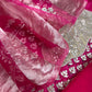 Luxe Deep Pink Organza Silk Suit Fabric And Zari Panel Dupatta With Dori And Gotapatti Handwork