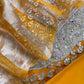 Luxe Yellow Organza Silk Suit Fabric And Zari Panel Dupatta With Dori And Gotapatti Handwork