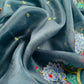 Teal Blue Kora Silk Suit With Gold Zari And Lotus Bharwa Embroidery