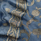 Aegean Blue Pure Organza Silk Suit Fabric With Parsi Tulips Resham Embroidery