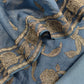Aegean Blue Pure Organza Silk Suit Fabric With Parsi Tulips Resham Embroidery