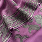 French Violet Pure Organza Silk Suit Fabric With Parsi Tulips Resham Embroidery