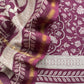 Berry Wine Jaipuri Print Pure Maheshwari Silk Suit Fabric With Traditional Parrot Dupatta