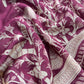 Berry Wine Jaipuri Print Pure Maheshwari Silk Suit Fabric With Traditional Parrot Dupatta