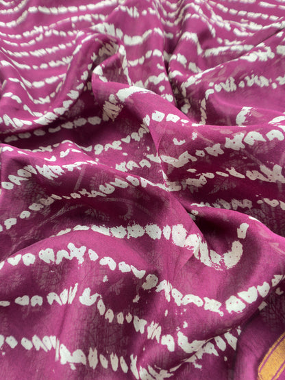 Berry Wine Kalamkari Maheshwari Silk Unstitched Suit With Tie-Dye Dupatta