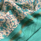 Green Block Print Pure Maheshwari Silk Suit With Floral Print Dupatta