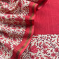 Red Block Print Pure Maheshwari Silk Suit With Floral Print Dupatta