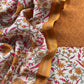 Rust Block Print Pure Maheshwari Silk Suit With Floral Print Dupatta