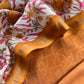 Rust Block Print Pure Maheshwari Silk Suit With Floral Print Dupatta
