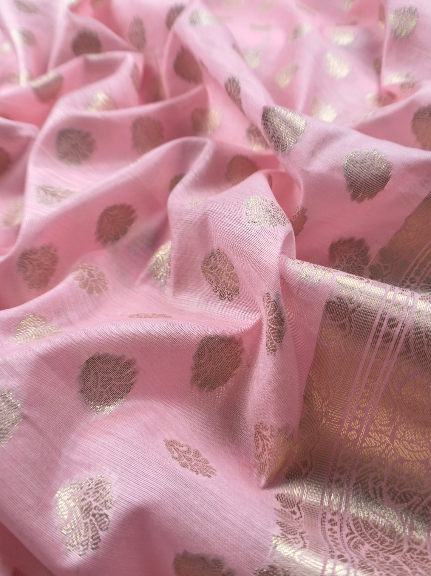 Baby Pink Banarasi Chanderi Silk Suit In Zari Work